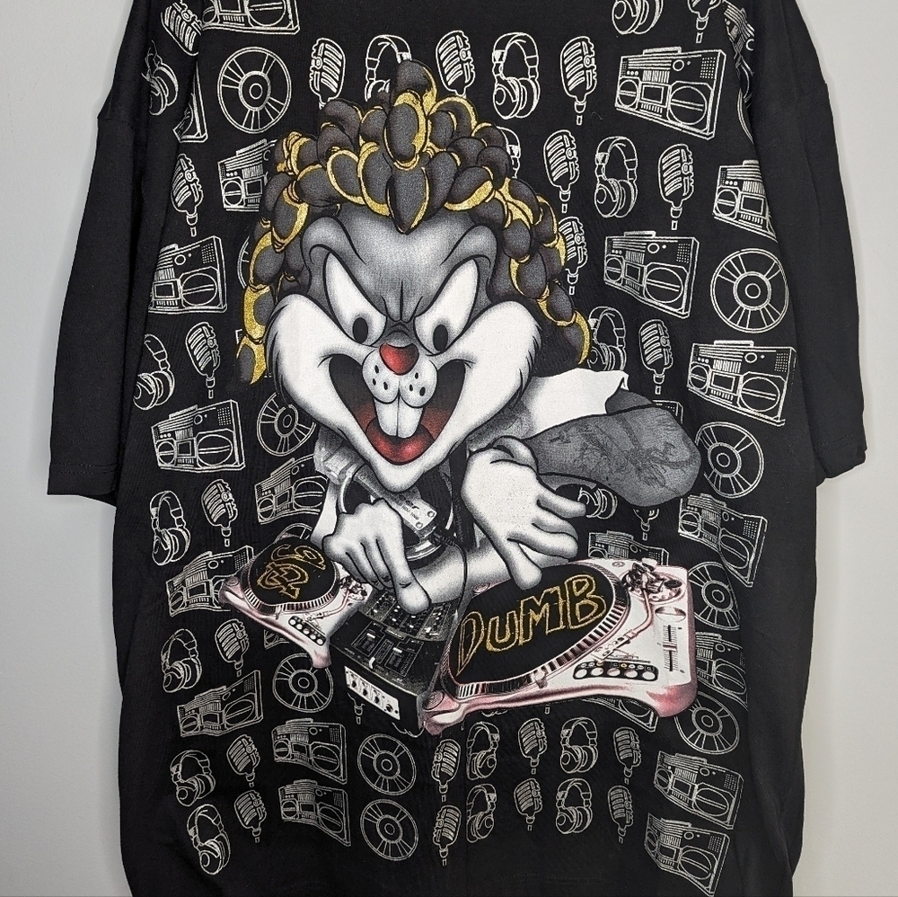 Vintage pro tag bugs Bunny warner brothers AOP DJ Music T-shirt Mens 3XL Tall - Picture 2 of 4